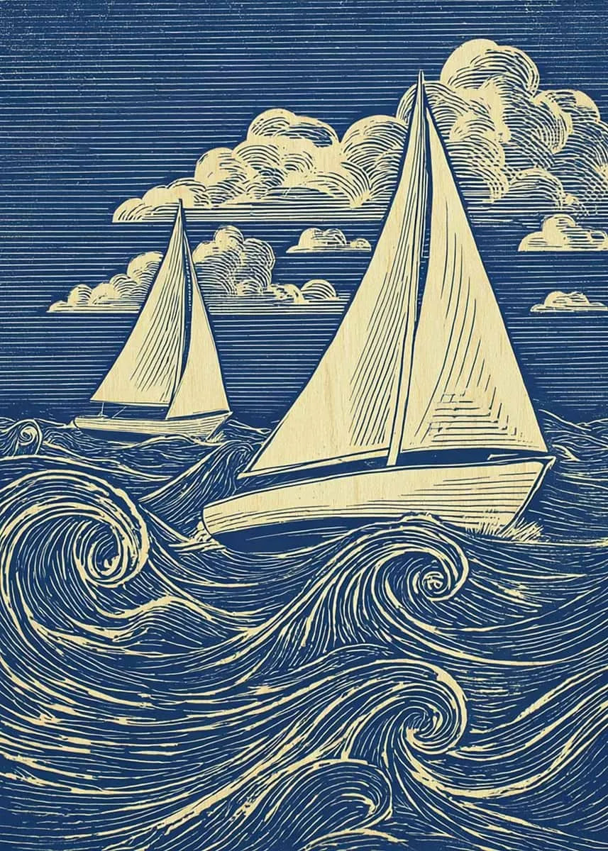 Toile imprimée vagues abstraites Nesty - Art mural japandi (vue 16)