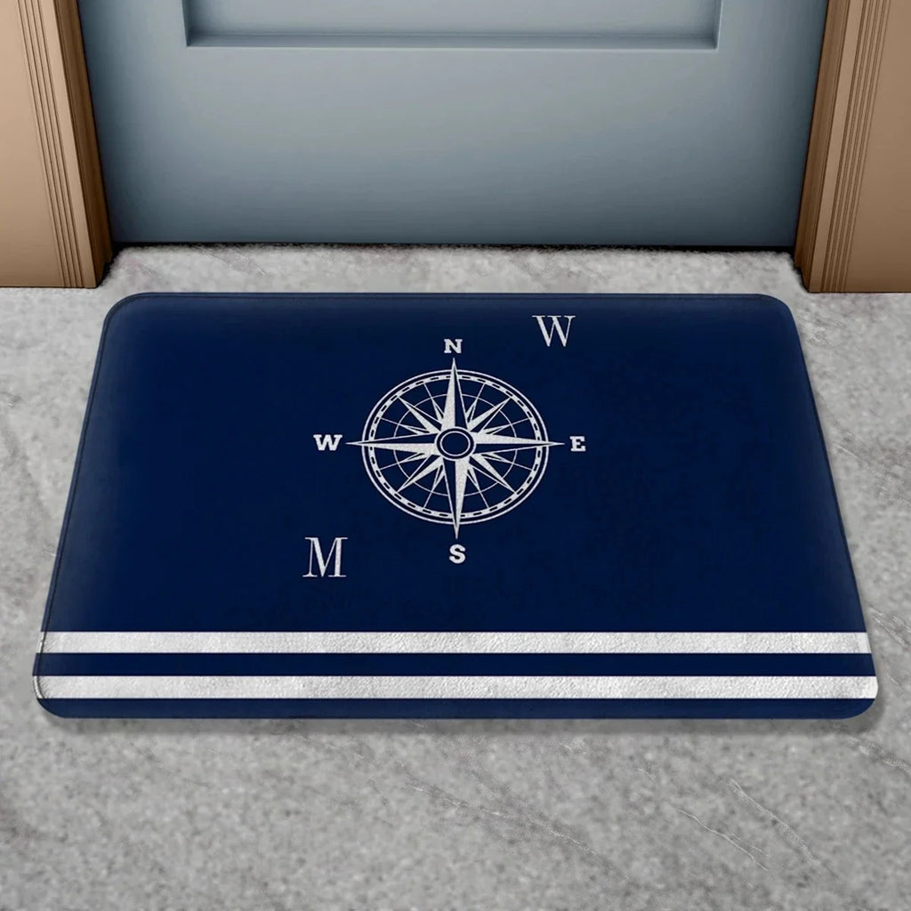 Paillasson marin boussole et voilier, motif corde et ancre (vue 12) - Nesty