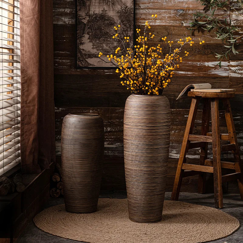 Grand vase en céramique sur pied, style asiatique - Nesty (vue 4)
