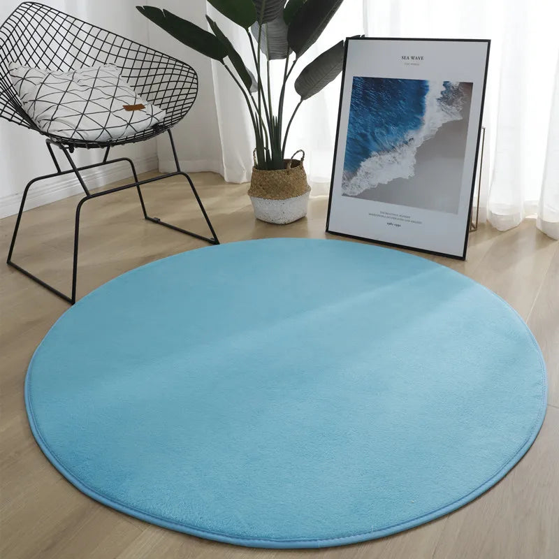 Tapis rond en velours corail Nesty - Coloris unis (vue 18)