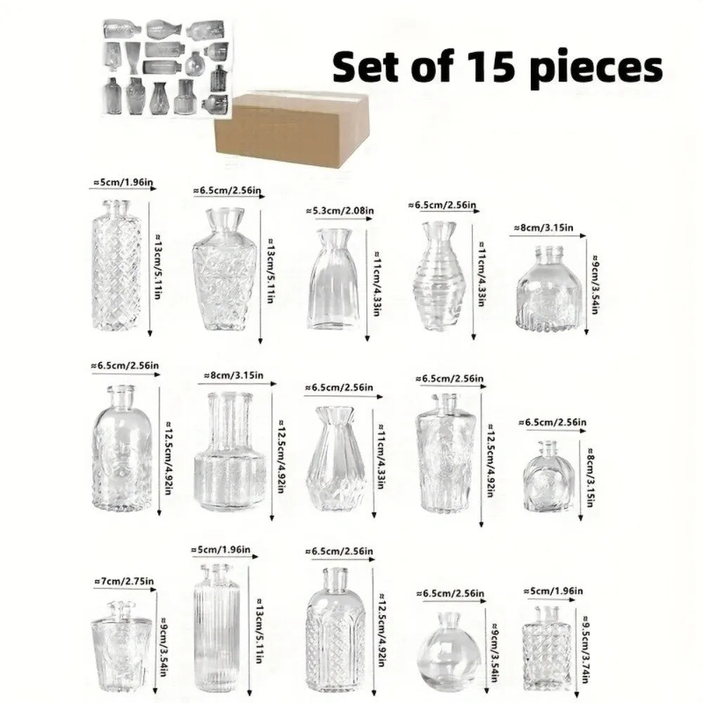 Set de mini vases en verre transparent, motif en relief (vue 7) - Nesty