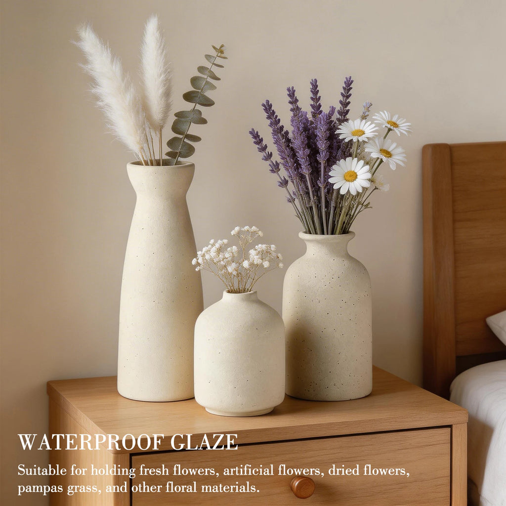 Lot de 3 vases en céramique, style bohème champêtre - Nesty (vue 2)