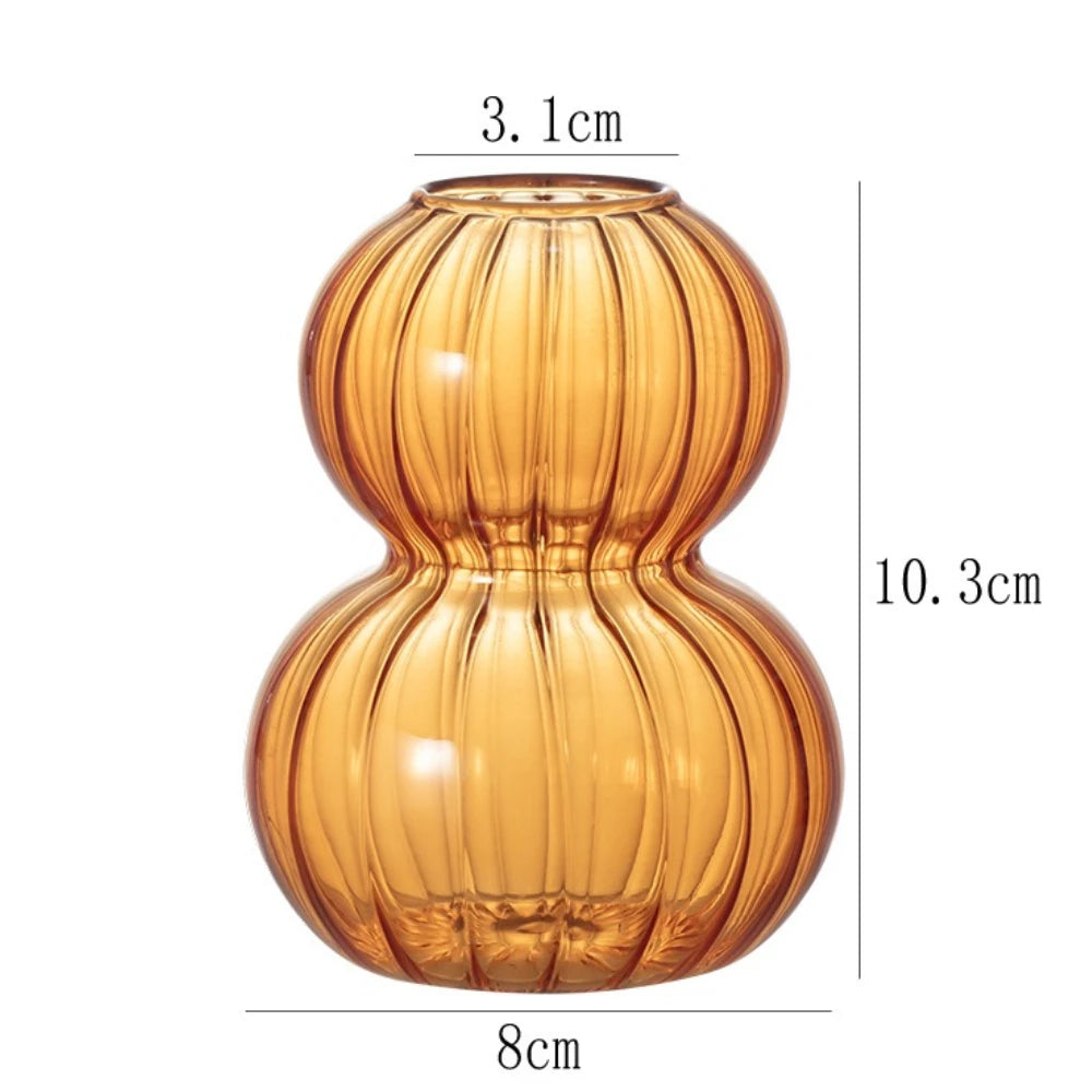 Vase en verre forme calebasse, rayures verticales (vue 7) - Nesty