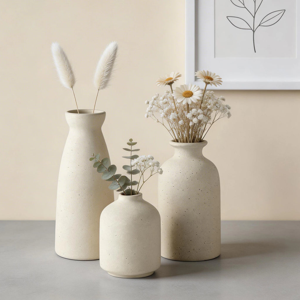 Lot de 3 vases en céramique, style bohème champêtre - Nesty (vue 4)