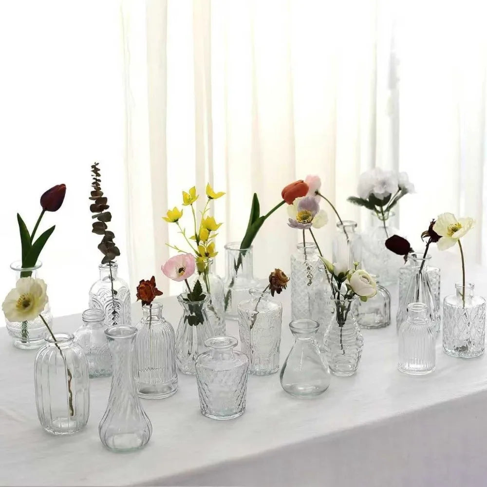 Set de mini vases en verre transparent, motif en relief (vue 5) - Nesty