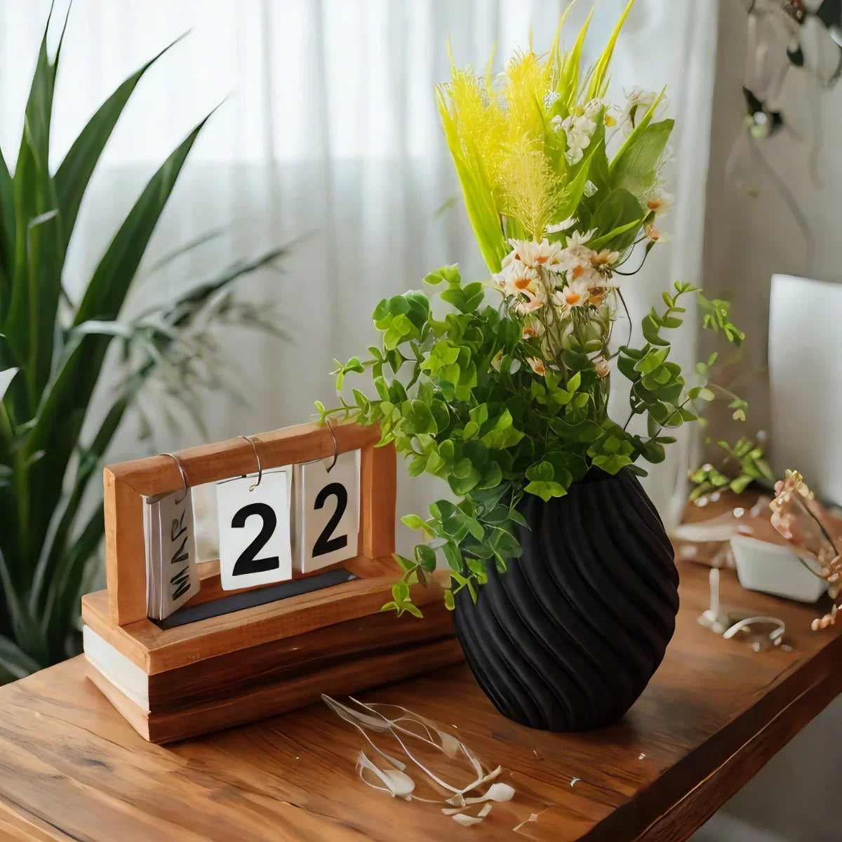 Duo de vases noirs style scandinave, finition mate - Nesty (vue 2)
