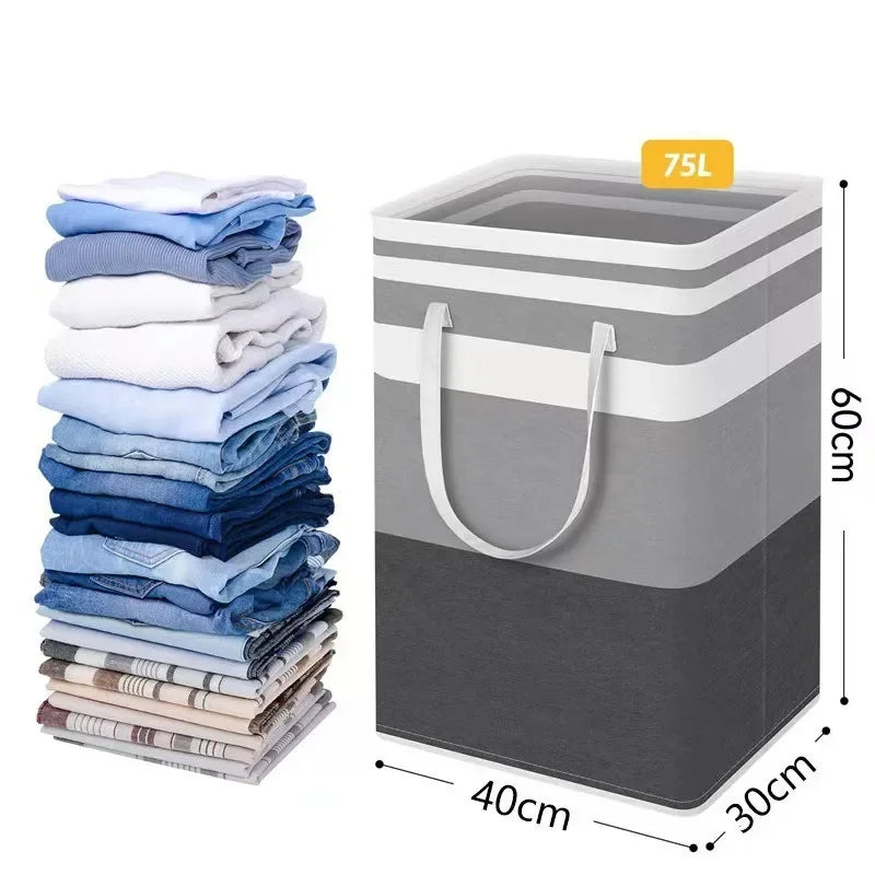 Panier à linge pliable en tissu impermeable, grande capacité 75L - Nesty (vue 2)