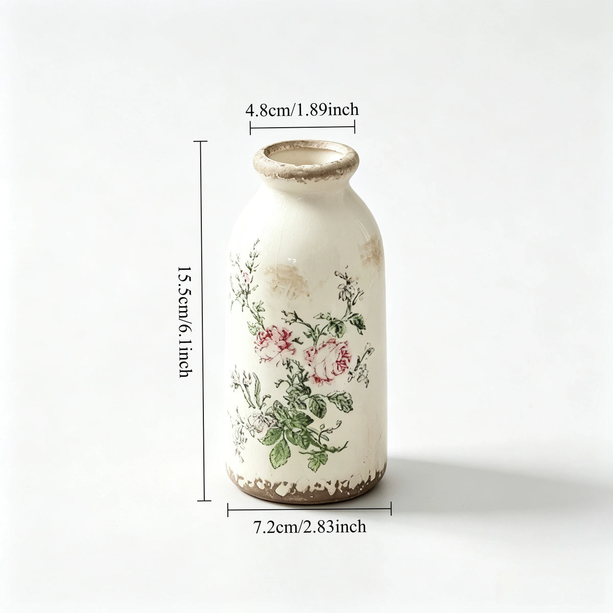 Vase bouteille de lait en céramique craquelée blanche - Nesty (vue 8)