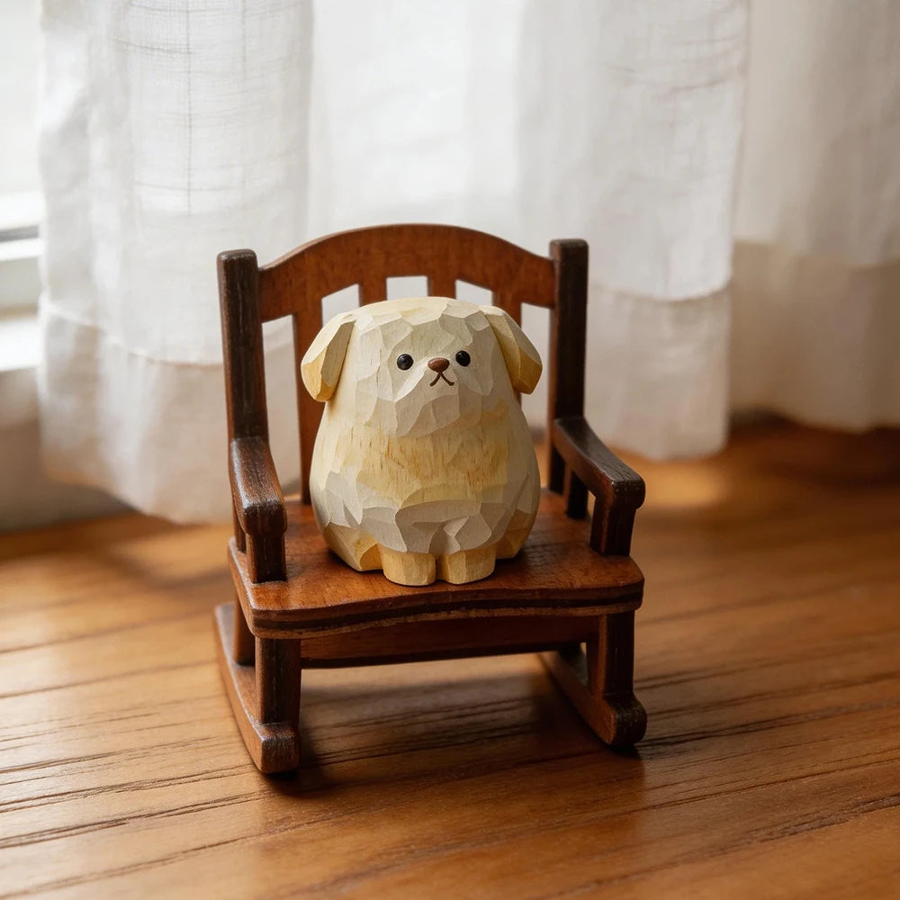 Figurine animal sur chaise à bascule — bois sculpté - Nesty (vue 14)