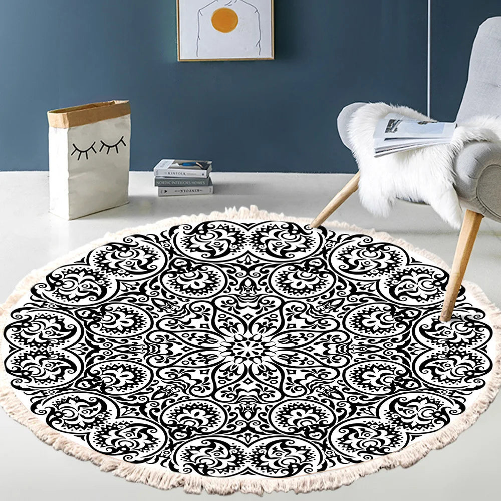 Tapis rond bohème à franges — tissé main - Nesty (vue 12)