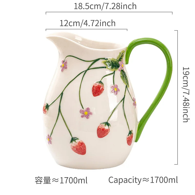 Pichet en céramique à motif fraise en relief, 1,7L - Nesty (vue 7)