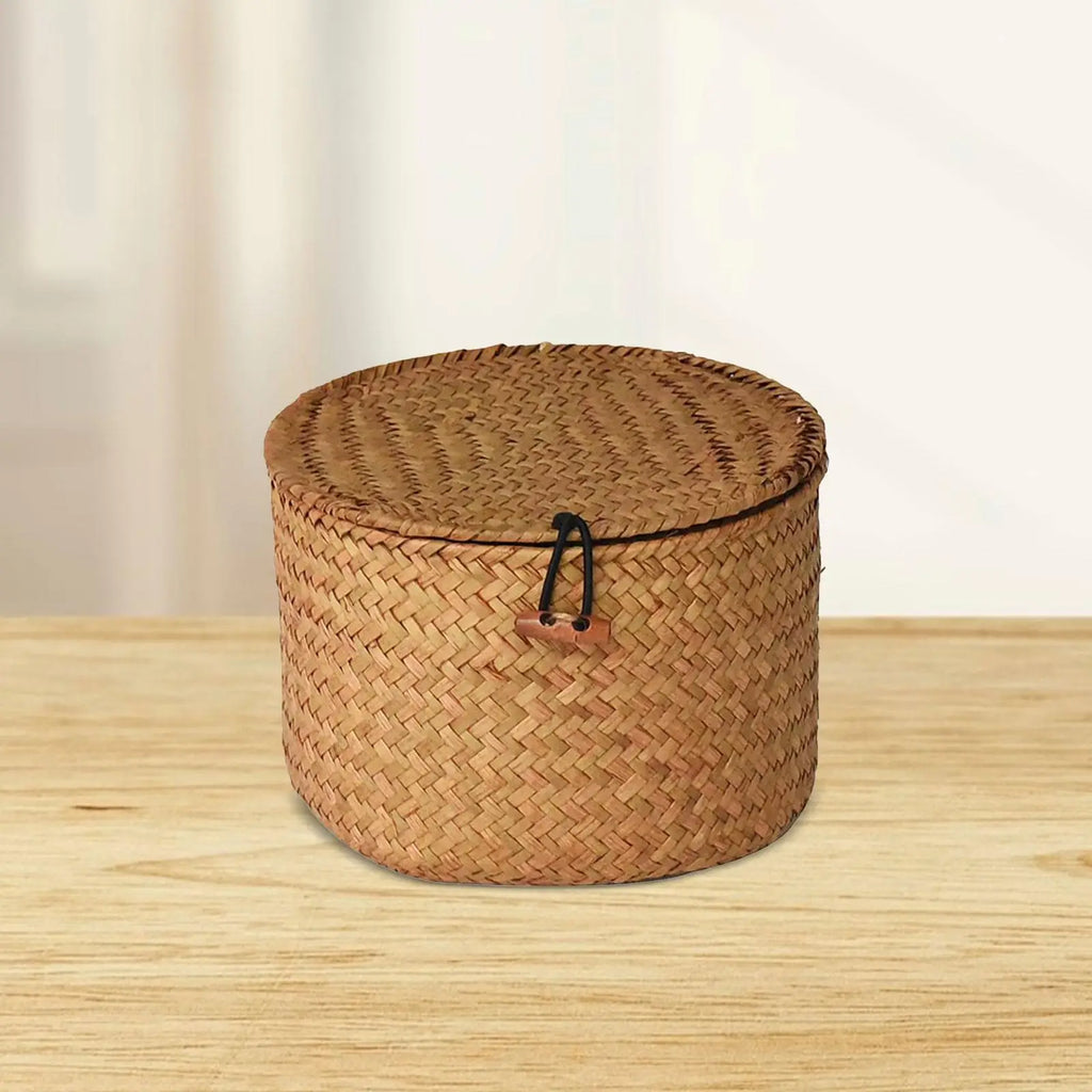 Boîte de rangement ronde en jonc de mer avec couvercle - Nesty (vue 6)