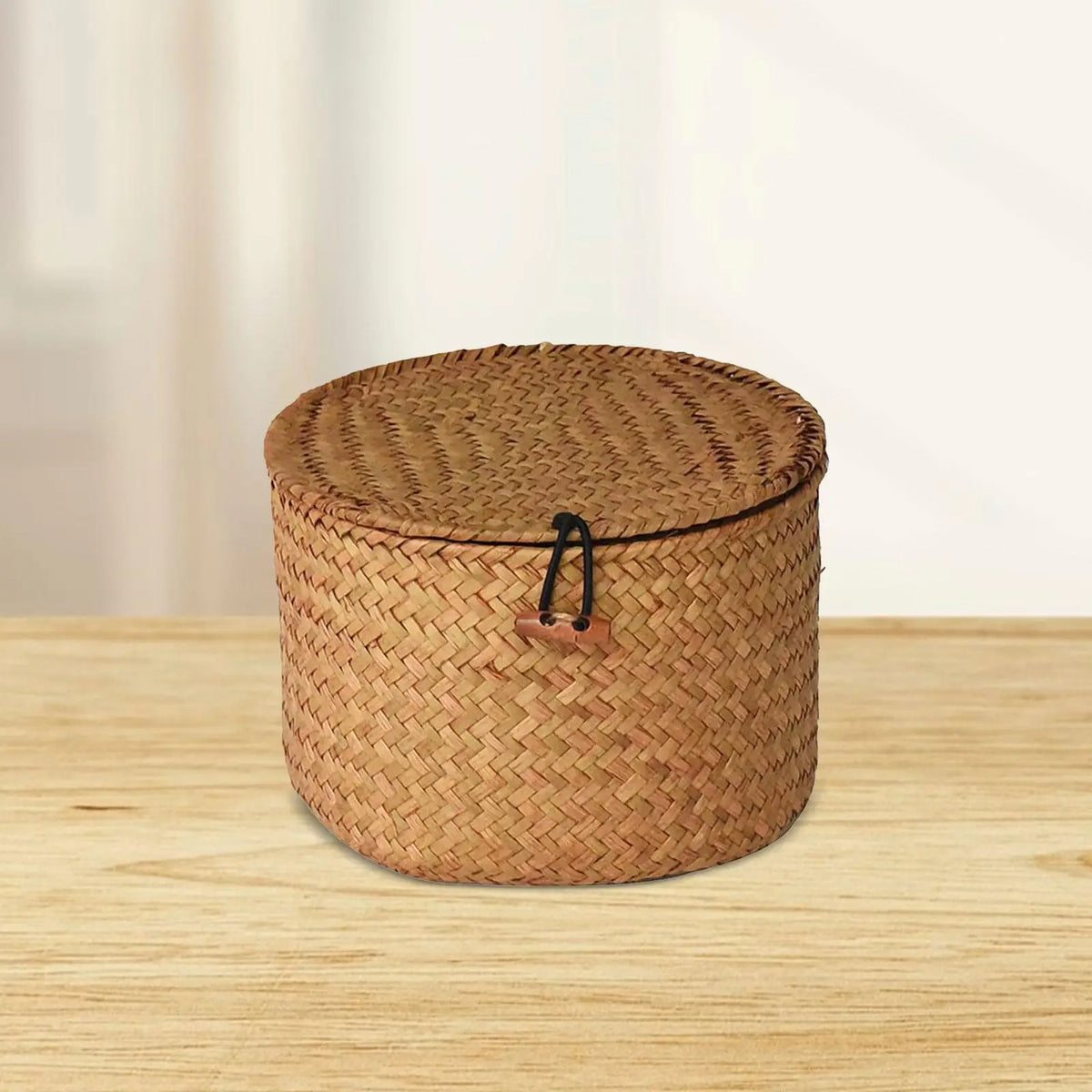 Boîte de rangement ronde en jonc de mer avec couvercle - Nesty (vue 6)