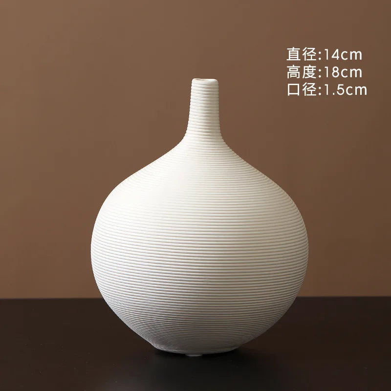 Vase céramique blanc épuré, motif végétal - Nesty (vue 10)