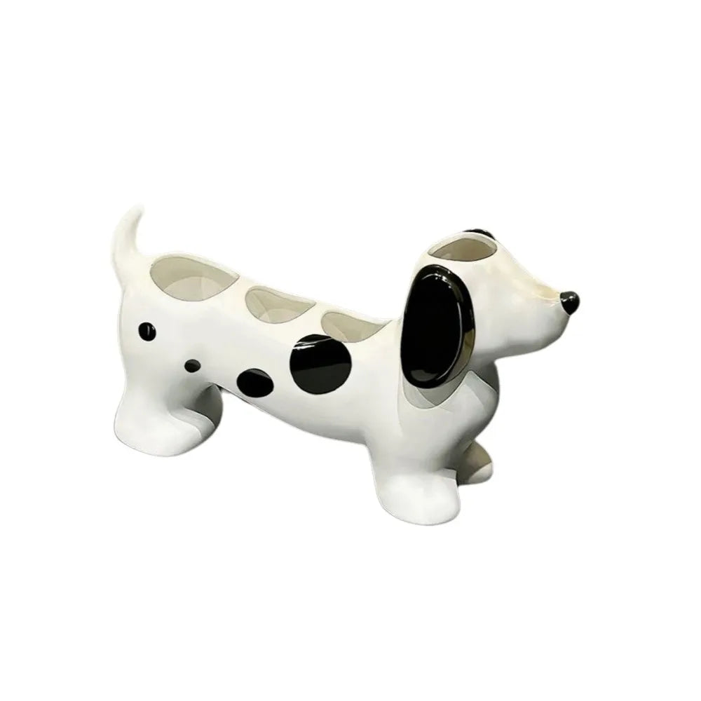 Ceramic Dachshund Toothbrush Holder 4 Slots Cute Electric Toothbrush Stand Space Saving Decorative Washbasin Organizer Washstand - Nesty (vue 8)