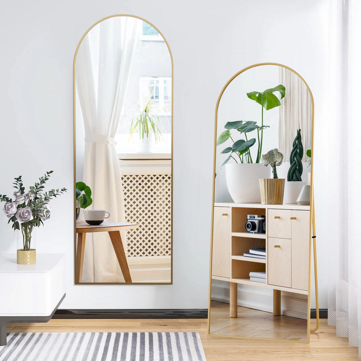 Miroir psyché incurvé — cadre en alliage, à poser, suspendre ou incliner (vue 8) - Nesty