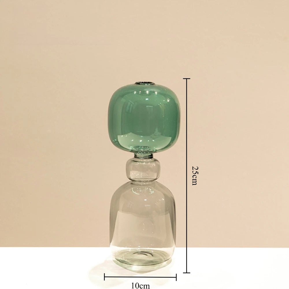 Vase en verre double paroi coloré, culture hydroponique (vue 14) - Nesty