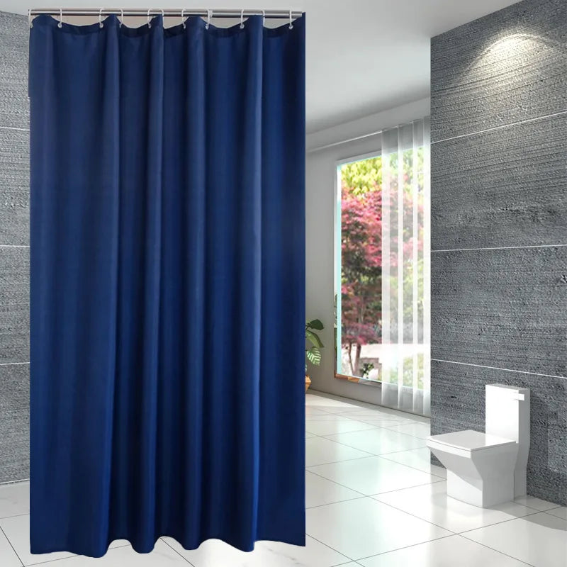 Rideau de douche noir en polyester imperméable, grand format avec crochets - Nesty (vue 15)