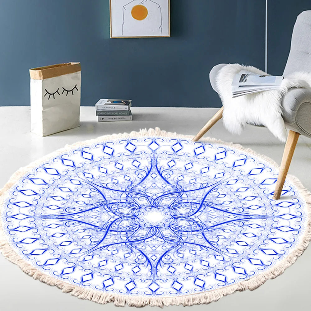 Tapis rond bohème à franges — tissé main - Nesty (vue 25)