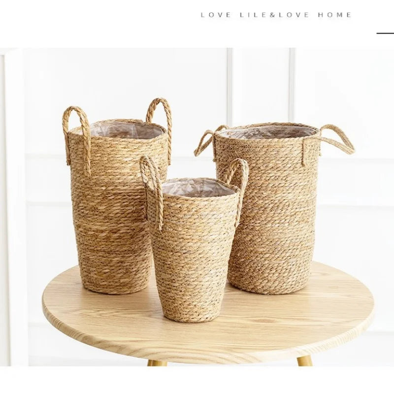 Pot de fleurs tressé en jute avec anses, cache-pot décoratif - Nesty (vue 5)