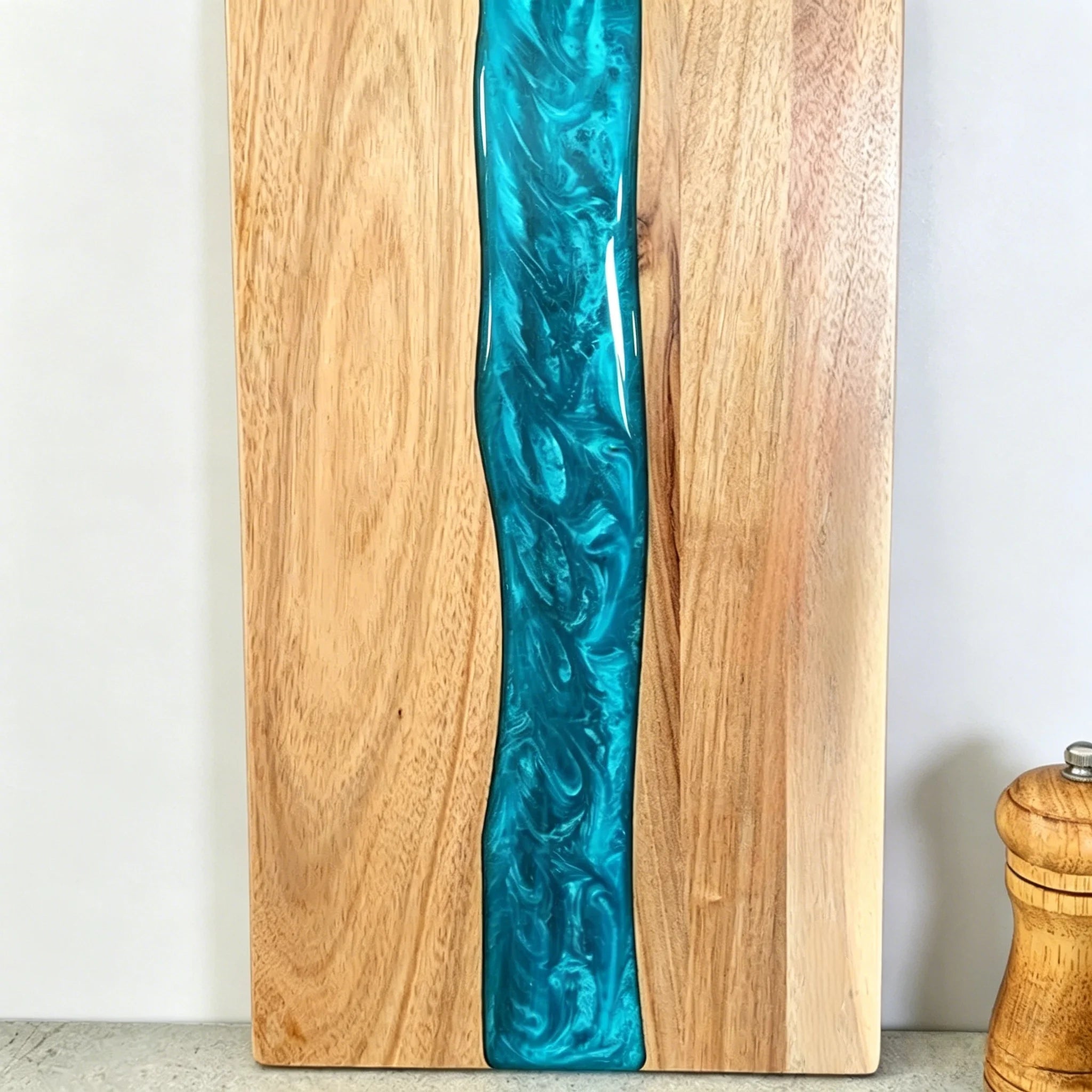 Planche à découper bois et résine bleu océan - Nesty (vue 3)