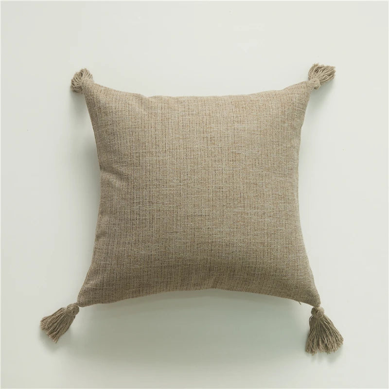 Housse de coussin en lin avec pompons Nesty - Toutes saisons (vue 8)