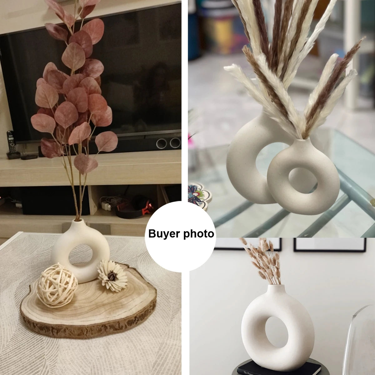 Vase céramique anneau, forme donut nordique - Nesty (vue 6)