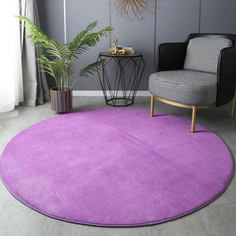 Tapis rond en velours corail Nesty - Tapis court et doux (vue 7)