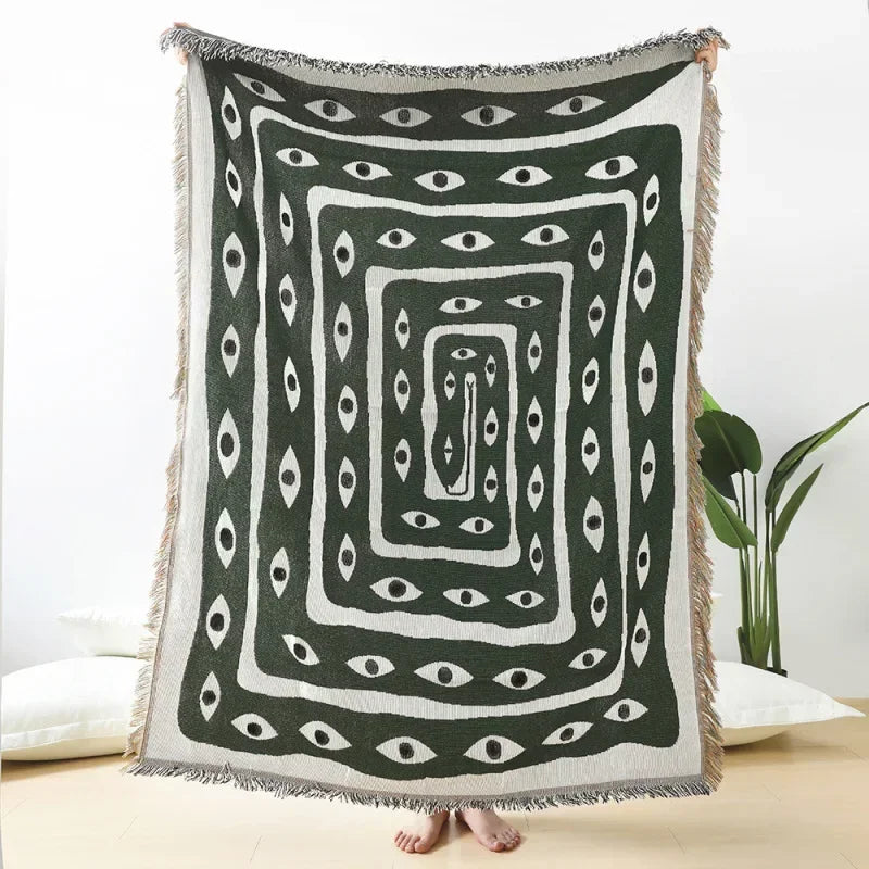 Plaid tapis motif graphique pour extérieur, 130x160cm - Nesty (vue 1)