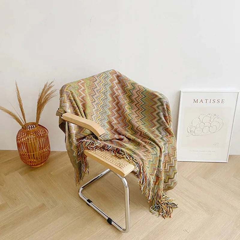 Plaid bohème tissé à rayures, 152x127cm - Nesty (vue 9)