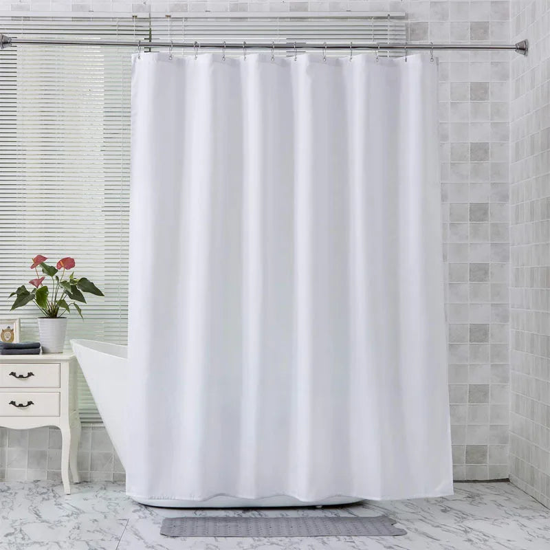 Rideau de douche uni en tissu imperméable, ambiance chaleureuse - Nesty (vue 2)