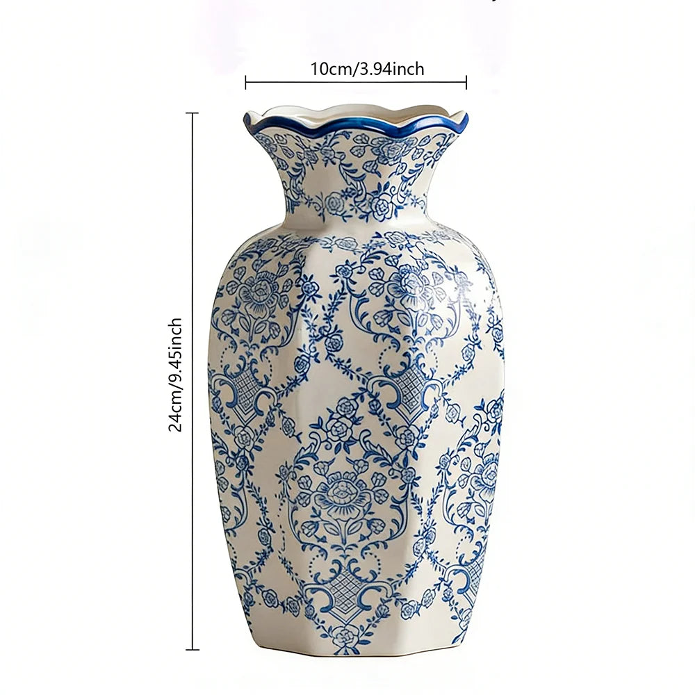 Grand vase en porcelaine bleu et blanc peint à la main - Nesty (vue 8)