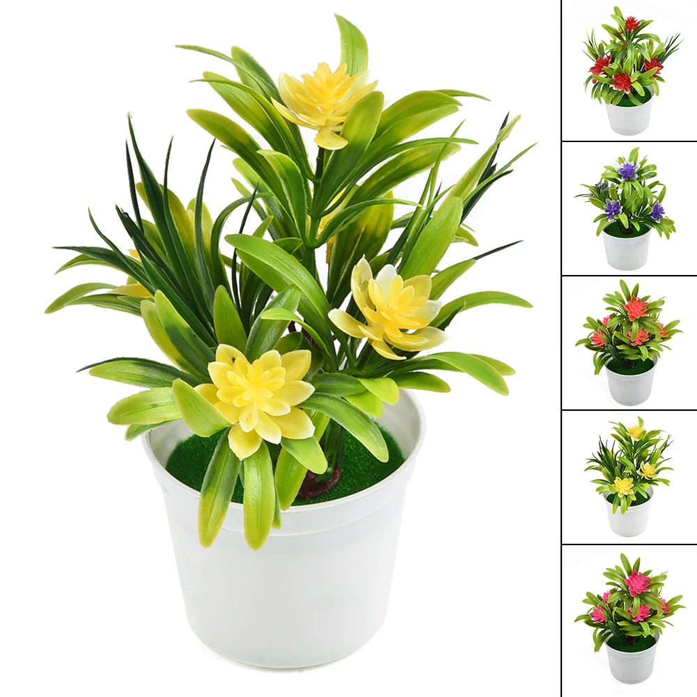 Pot de fleurs artificielles lotus Nesty - Coloris jaune, avec variantes de couleurs en médaillon
