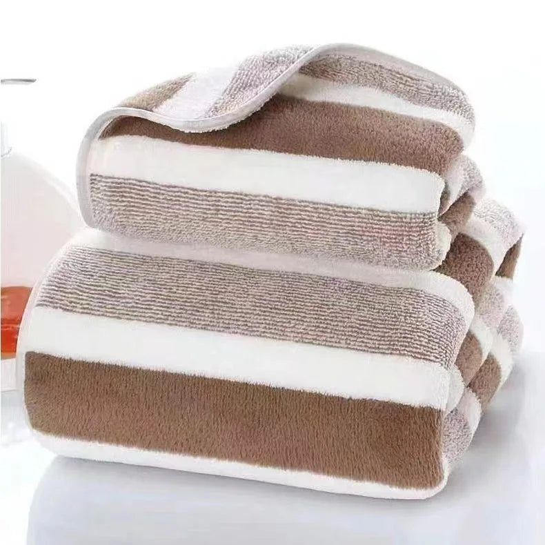 Serviette de bain épaisse en corail polaire — larges rayures, 3 coloris - Nesty (vue 10)