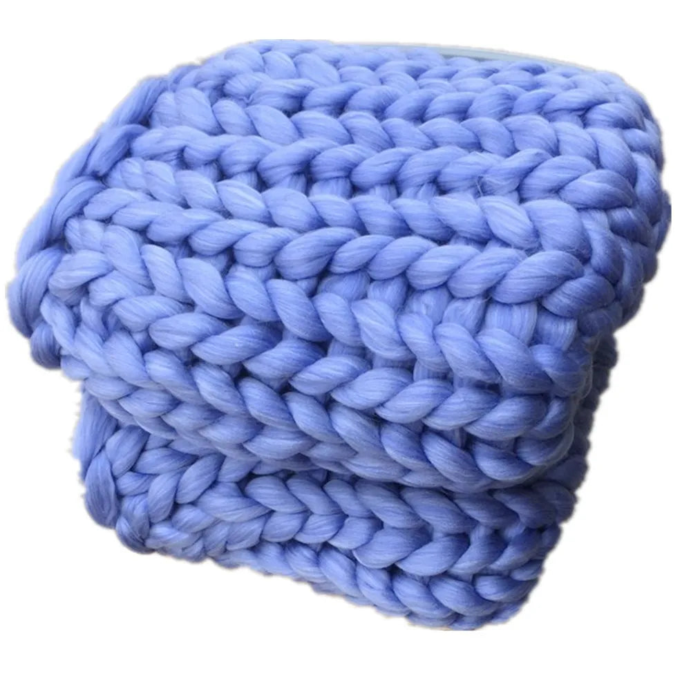 Plaid épais tricoté main Nesty - Grosses mailles, laine chenille (vue 14)