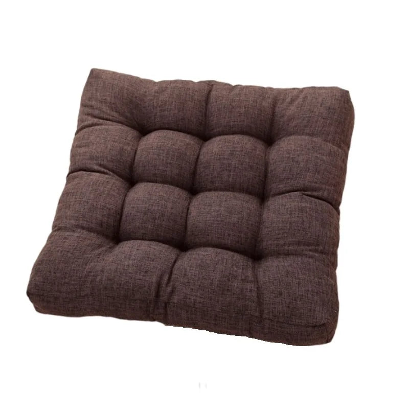 Grand coussin de sol carré en coton et lin Nesty - Esprit tatami épais (vue 10)