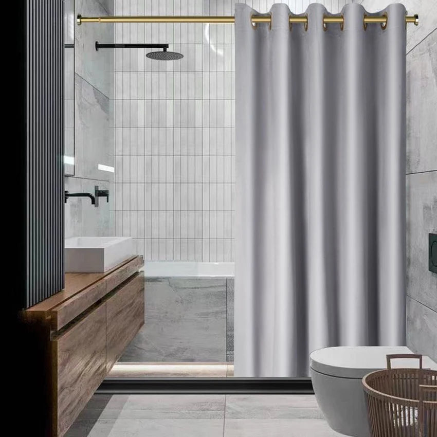 Rideau de douche en velours avec anneaux dorés, double épaisseur imperméable - Nesty (vue 6)