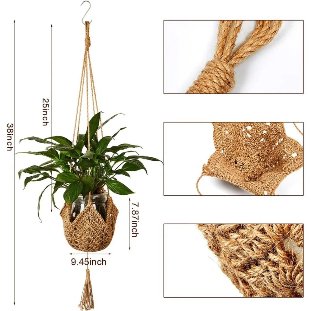 Suspension macramé en corde de jute pour plantes, lot de 2 - Nesty (vue 2)