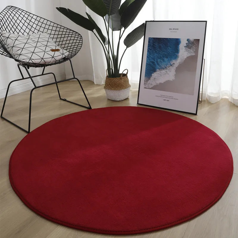 Tapis rond en velours corail Nesty - Coloris unis (vue 12)