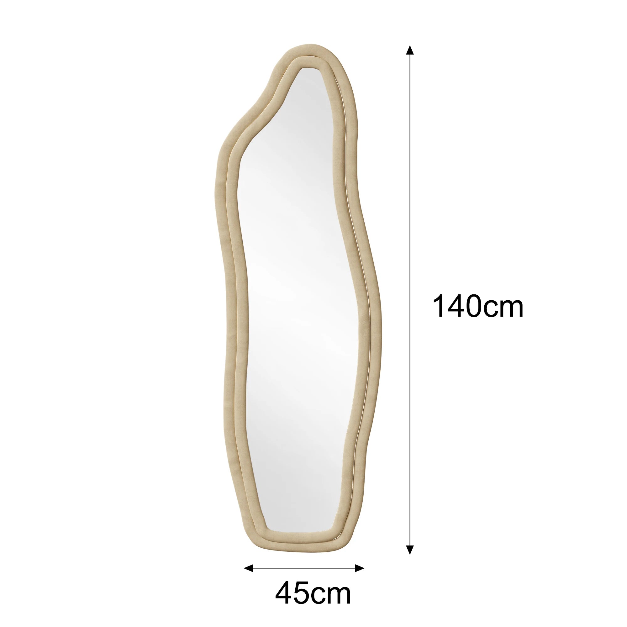 Miroir mural ondulé 140 x 45 cm — cadre en bois habillé de flanelle (vue 8) - Nesty