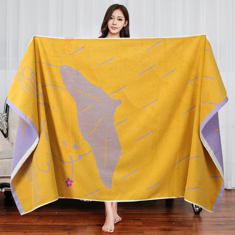 Serviette de bain en coton à motif ligné — grand format, pour toute la famille - Nesty (vue 8)