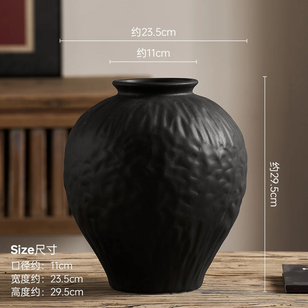 Vase en céramique noir et blanc, esprit wabi-sabi pour fleurs séchées (vue 7) - Nesty