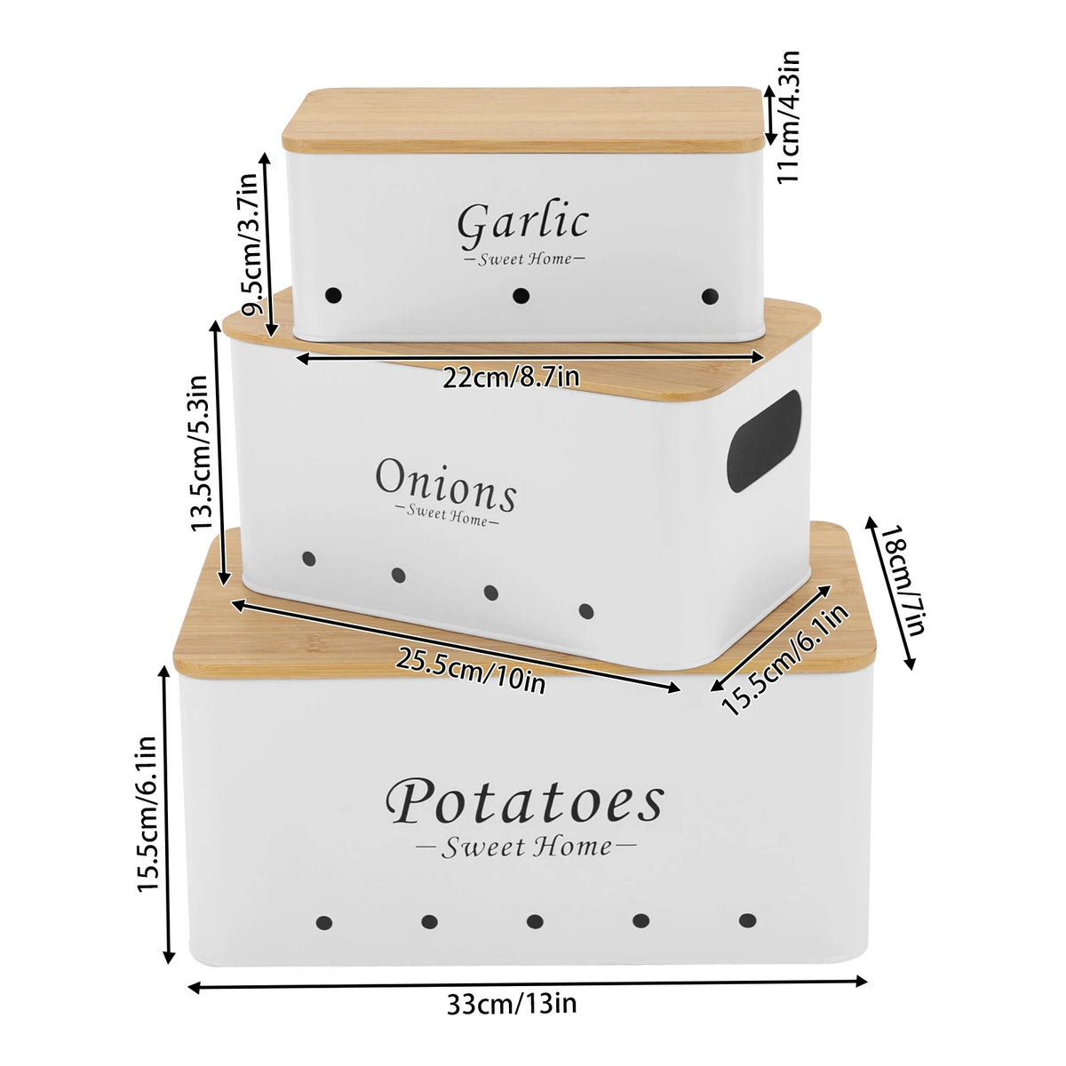 Set de 3 boîtes de rangement ventilées, couvercles en bambou (vue 8) - Nesty