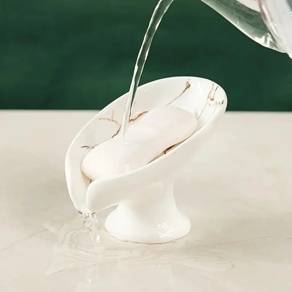 Porte-savon en céramique forme feuille, salle de bain et cuisine - Nesty (vue 4)