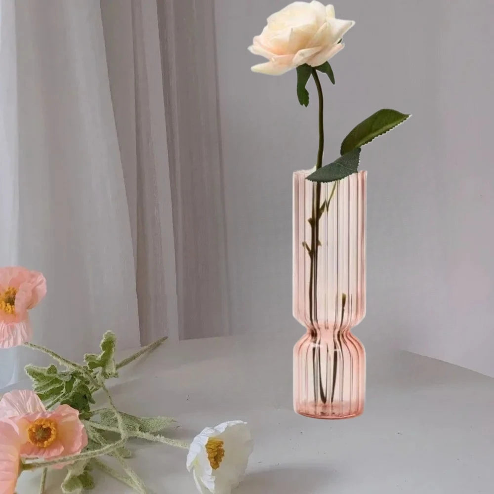 Vase en verre strié coloré, esprit scandinave (vue 5) - Nesty