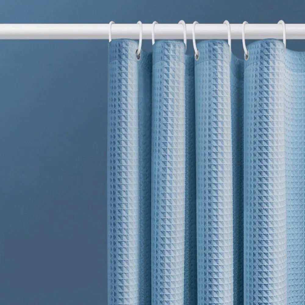 Rideau de douche gaufré en polyester imperméable, uni et anti-moisissure - Nesty (vue 3)