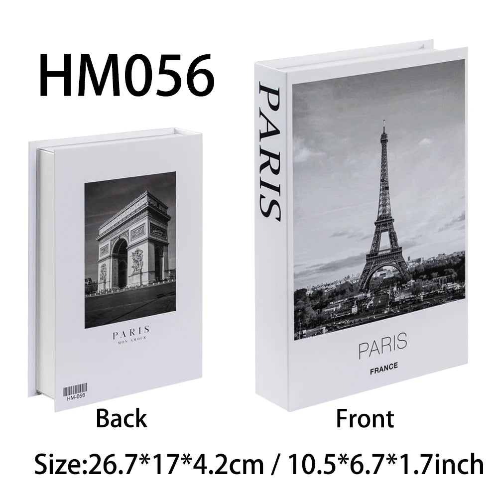 Faux livre décoratif boîte de rangement style nordique, couverture Paris France, photo noir et blanc de la tour Eiffel (vue 50) - Nesty