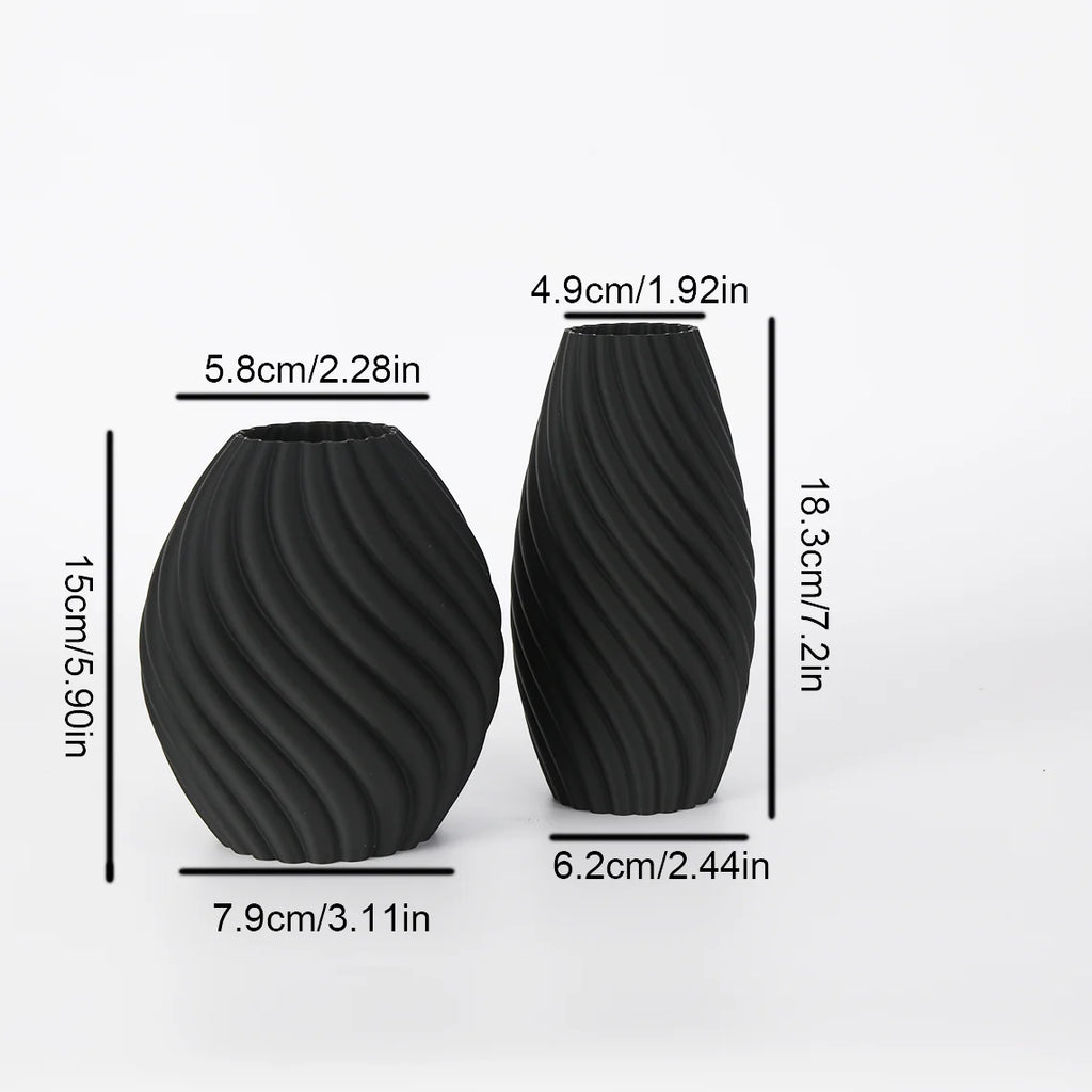 Duo de vases noirs style scandinave, finition mate - Nesty (vue 6)