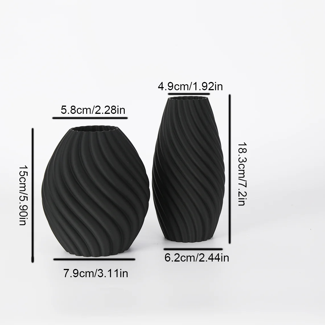 Duo de vases noirs style scandinave, finition mate - Nesty (vue 6)