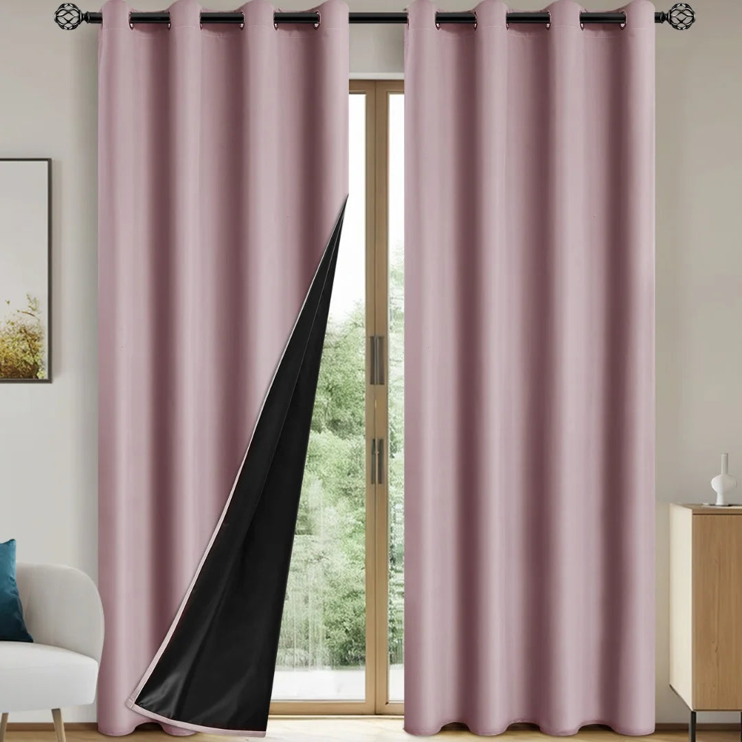 Rideaux occultants doublés Nesty - Lot de 2 pour chambre (vue 15)